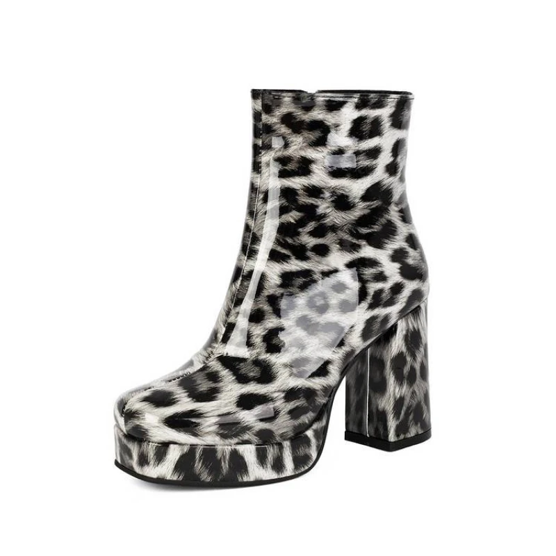 Thick Heel  Platform  Zipper-up  womens fashion boots  shoes for women new styles  Big size  Square toes  Fashion trend