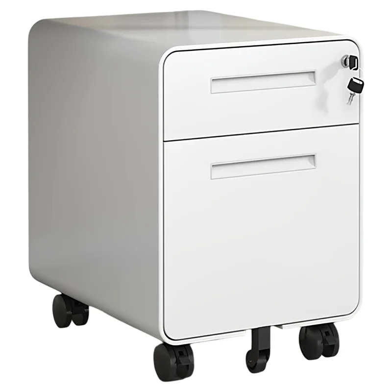 Factory-Direct Steel Two-Drawer Rounded-Edge Mobile Under-Desk Filing Cabinet With Casters