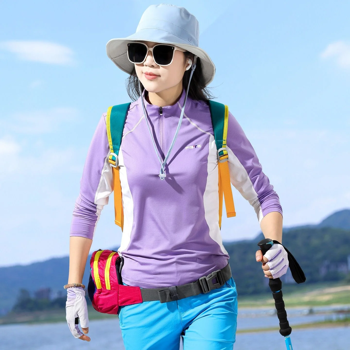 Women's Breathable Long Sleeve T-Shirt Outdoor Running Sport Climbing Half Zip Thin Model Summer Daily Style Polyester Blend