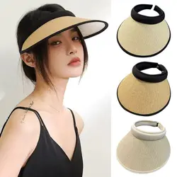 Portable Beach Hat Wide Brim UV Protection Sun Hat Summer Casual Straw Cap Visors For Women