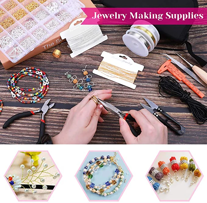 1pcs Jewelry Tools Equipment DIY Tool Sets Repair Accessories With Pliers Beading Needle Thread Copper Wire Caliper for Handmade