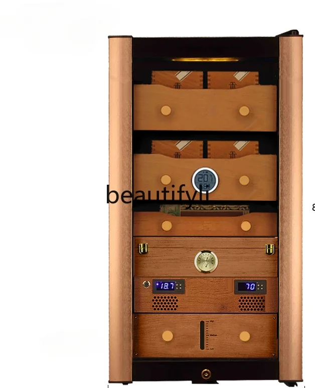Cigar cabinet, constant temperature and humidity, household, mini, solid wood cigar cabinet