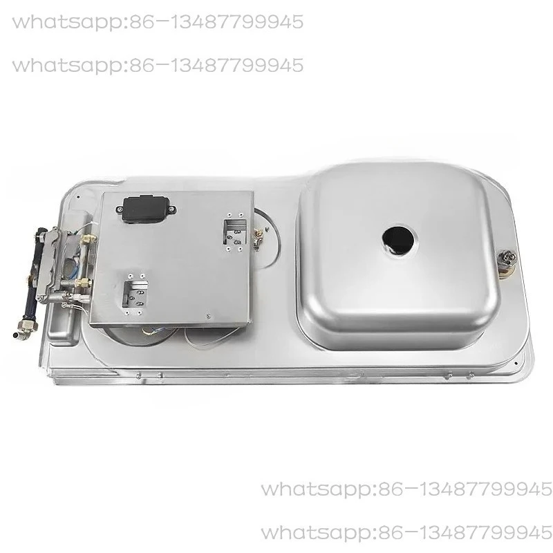 Stove & Rectangular Stainless Steel Sink Combi - 2 Burners, 2 Glass Lids, 2.18KW, 0.8MM Thickness