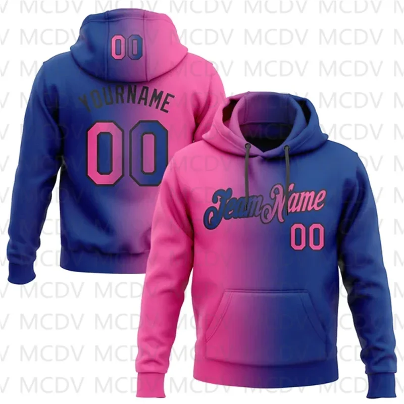 

Custom Royal Pink-Black Gradient Fashion Sports Pullover Sweatshirt Hoodie