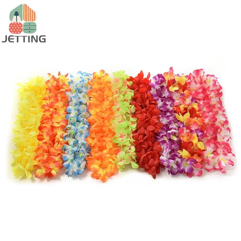 1Pc Hawaiian Flower Leis Tropical Luau Beach Party Supplies of Hula Garland Necklace Bracelet Headband Simulated Silk Flower