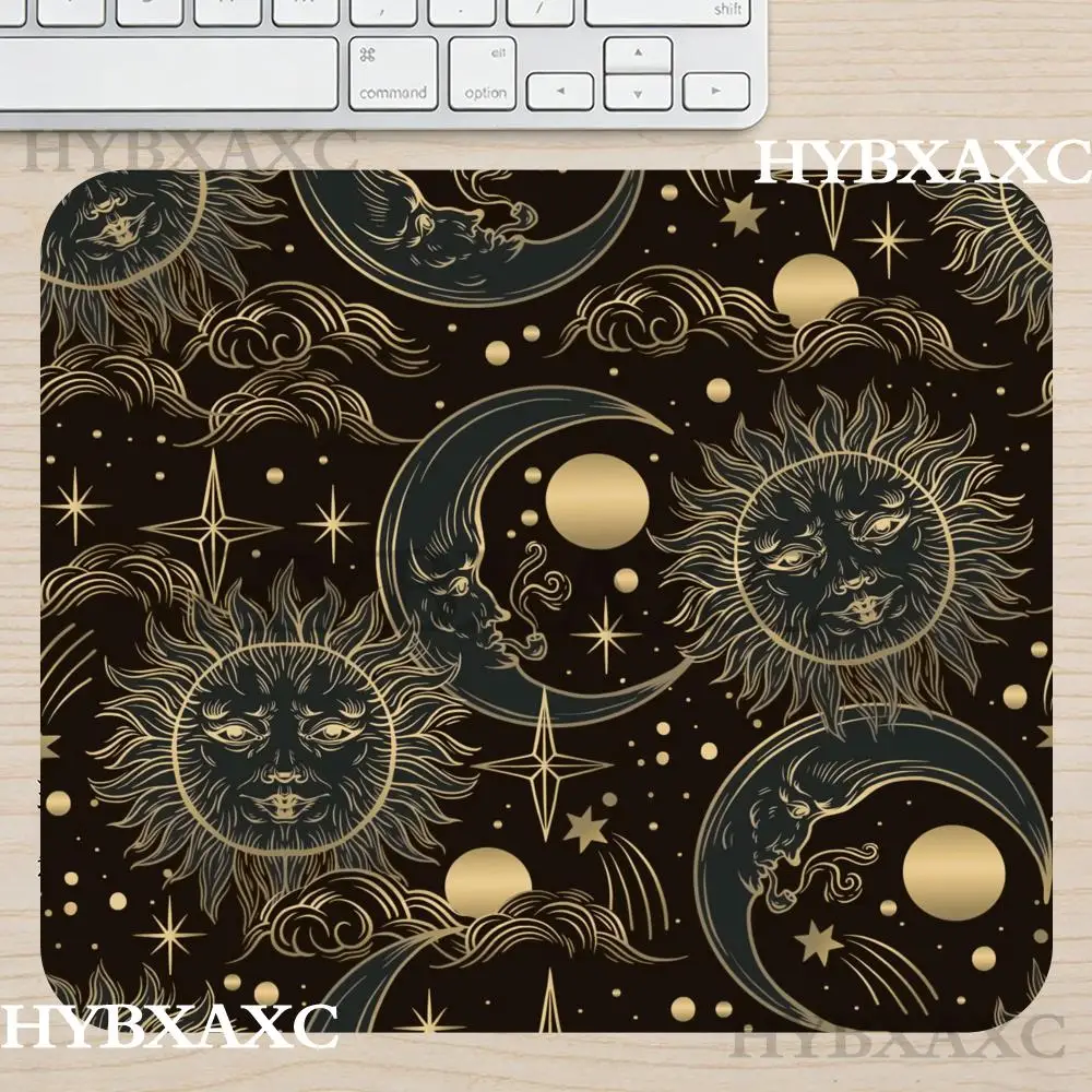 HYBXAXC Vintage Sun Moon Star Celestial Small Mouse Pad, Astrology Tarot Desk Mat, Rubber Gaming , Gift for Astrology Lovers