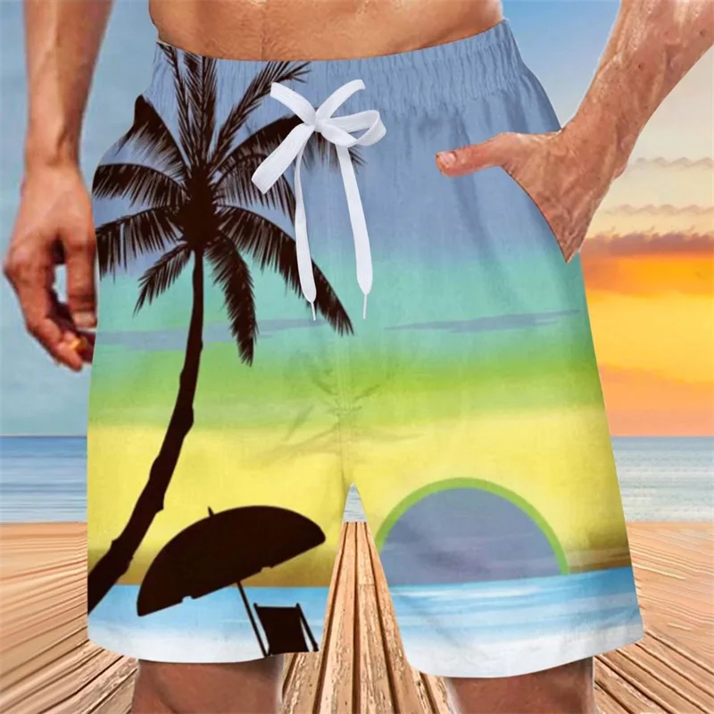 

Men Swimwear Beach Shorts 3D Printing Tropical Graphic Seaside Vacation Board Shorts Mens Quick Dry Breathable Swim Trunks