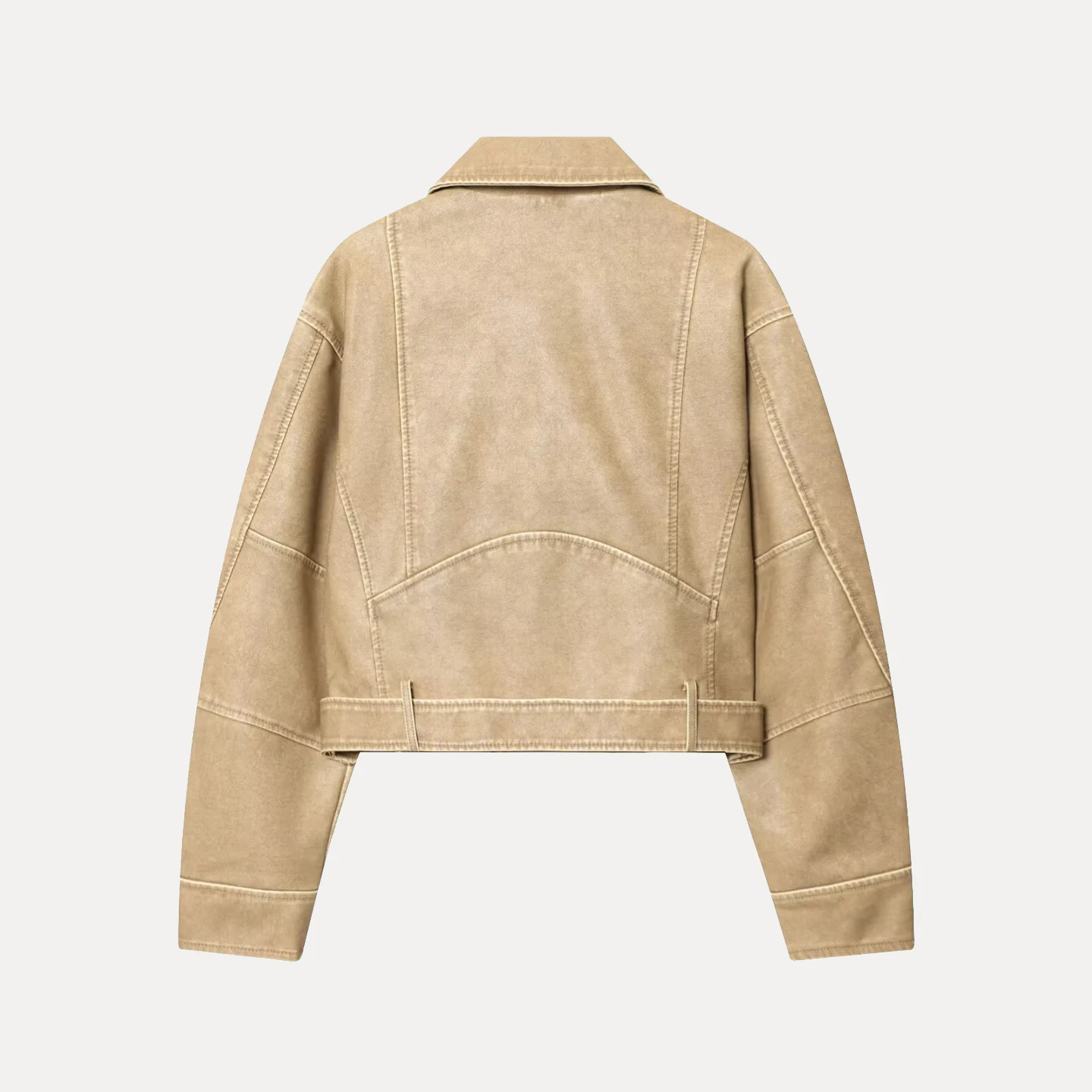 Chaqueta de Cuero do para Mujer, Estilo Simple y E, Corta, con Cinturón, Estilo Otoñal, Nueva, con Cremallera, Man...