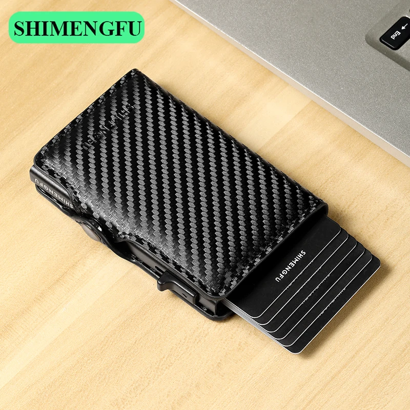 

Кошелек из кожи SHIMENGFU с защитой от RFID для мужчин и женщин, зажим для денег, держатель для банковских и кредитных карт, портмоне