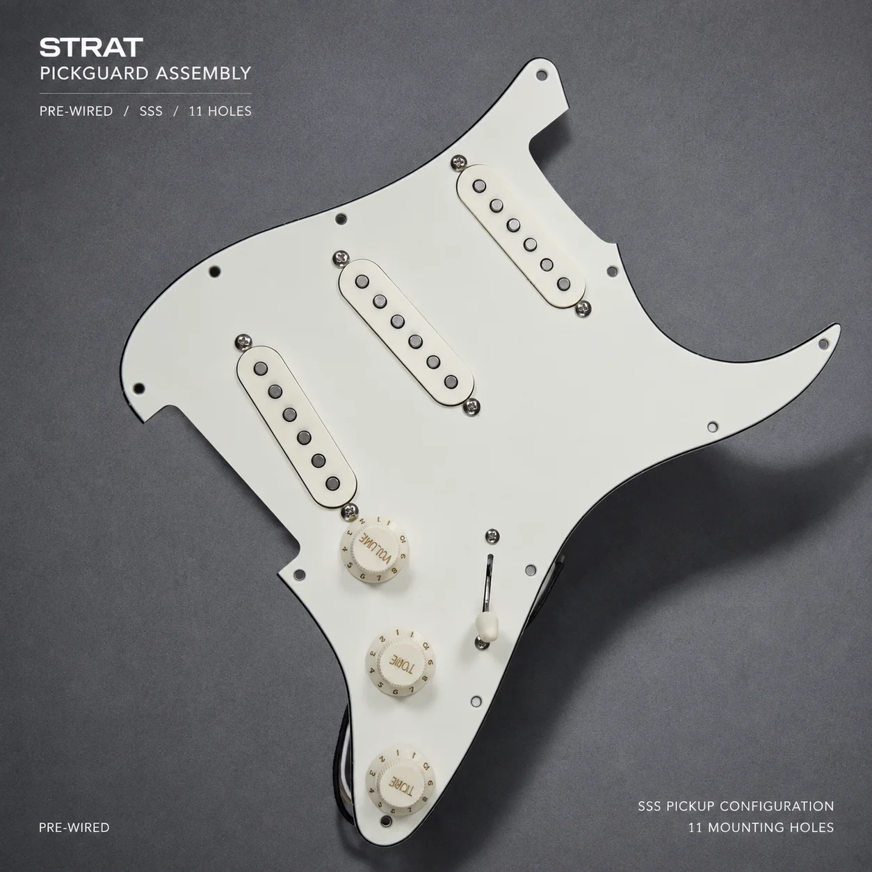 Vintage 1957 SSS Single Coil Pickup Set for Strat Guitar 8-Hole Prewired Pickguard Assembly Vintage Sound Strat Pickup Set