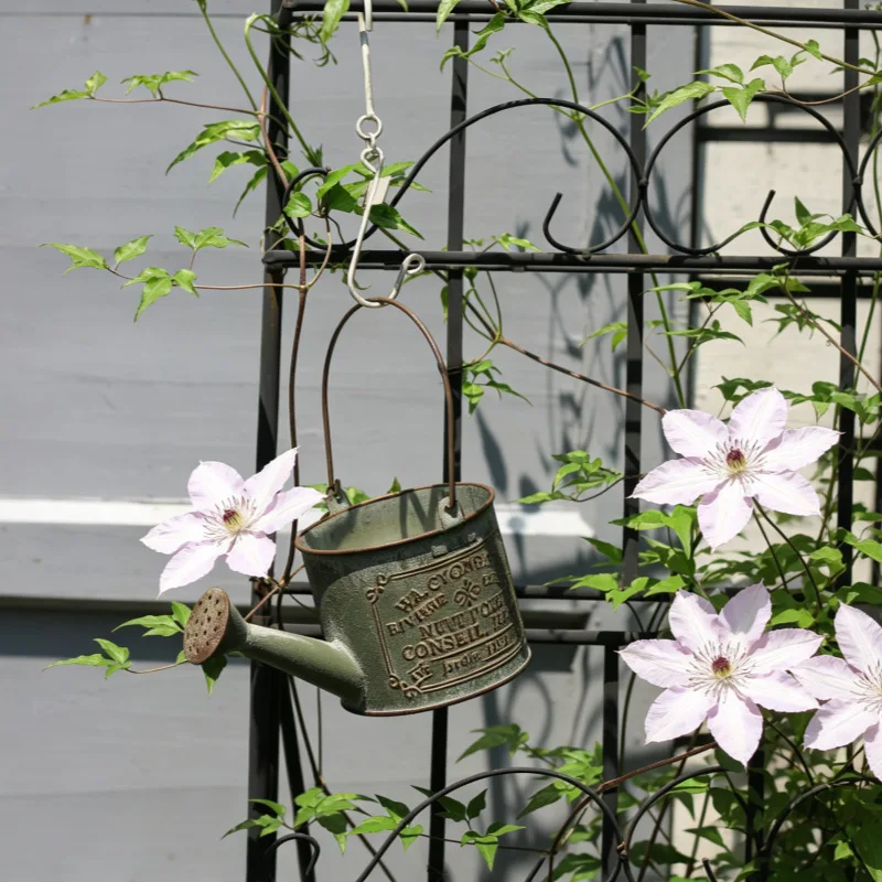 Vintage Japanese Metal Watering Can Planter, Rustic Iron Mini Flower Pot with Drain Hole, Succulent Home Decor