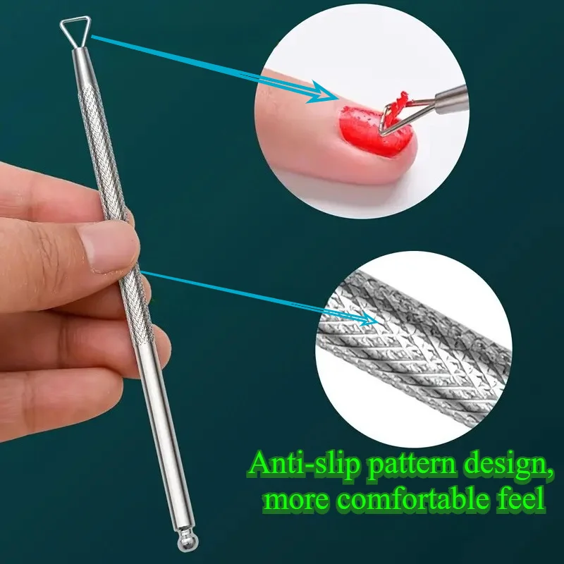 مجموعة أدوات إزالة طلاء الأظافر من الفولاذ المقاوم للصدأ 5/6 قطع، مجموعة أدوات مكشطة جل مانيكير وباديكير، مناسبة لأظافر الأصابع وأظافر أصابع القدم #3