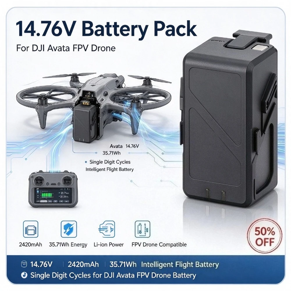 14.76V 2420mAh 35.71Wh Single Digit Cycles Intelligent Flight Battery for DJI Avata FPV Drone Battery + 4-Bay Charging Hub