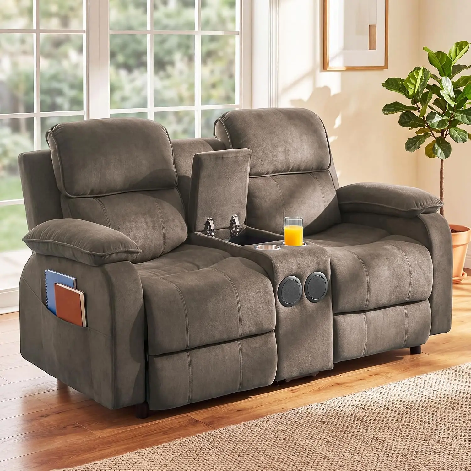 Electric Loveseat Recliner, 8-Point Massage, Bluetooth Speakers, Storage & Cup Holders for Living Room, Customized