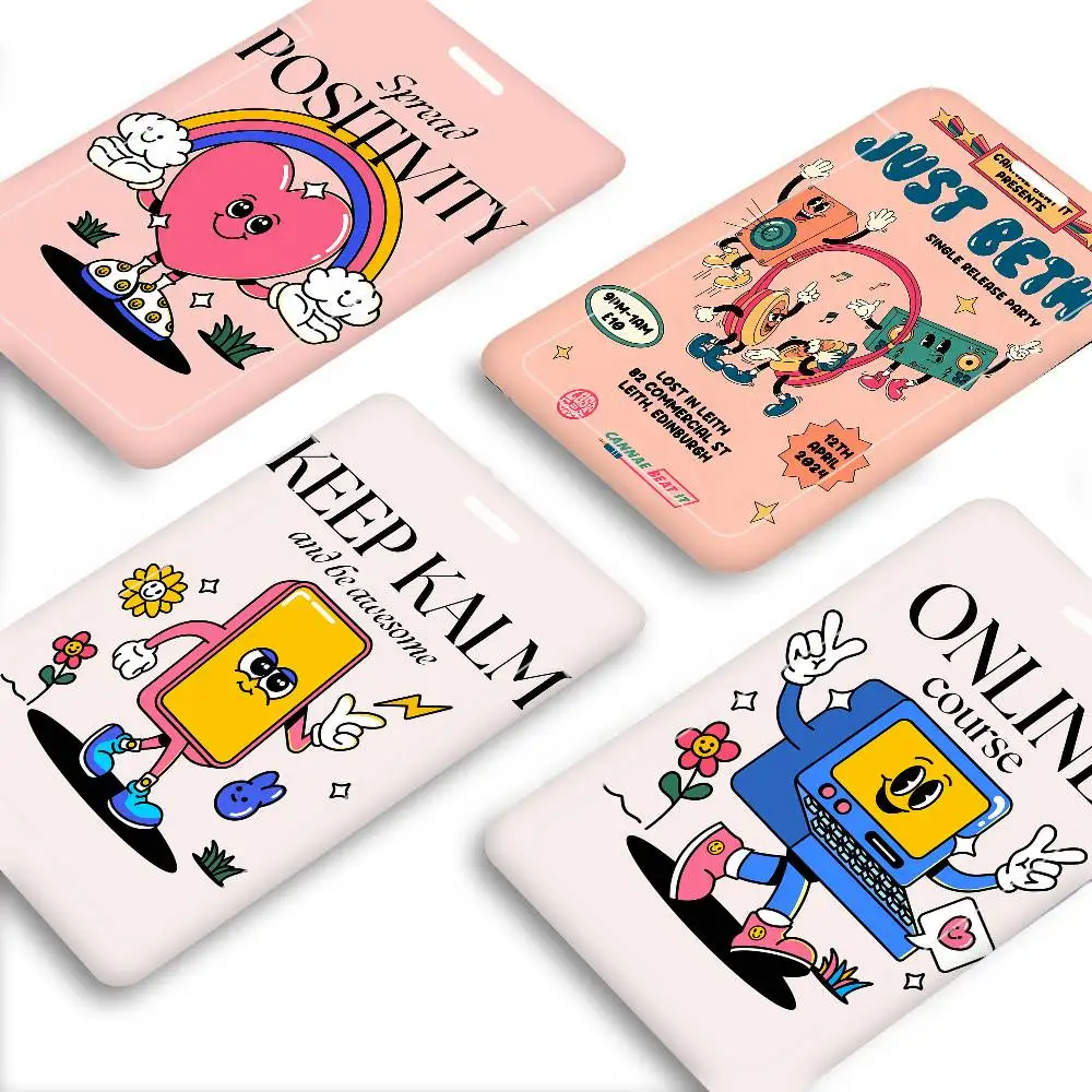 

Держатель для карт и бейджей Groovy Characters Whitepaper с ремешком на шею и шнурком