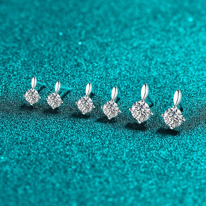 NeeTim 0.2ct 0.3ct 0.5ct Moissanite Studs Earrings for Women S925 Silver Bride Wedding Lab Diamond Stud Women's Earrings Jewelry