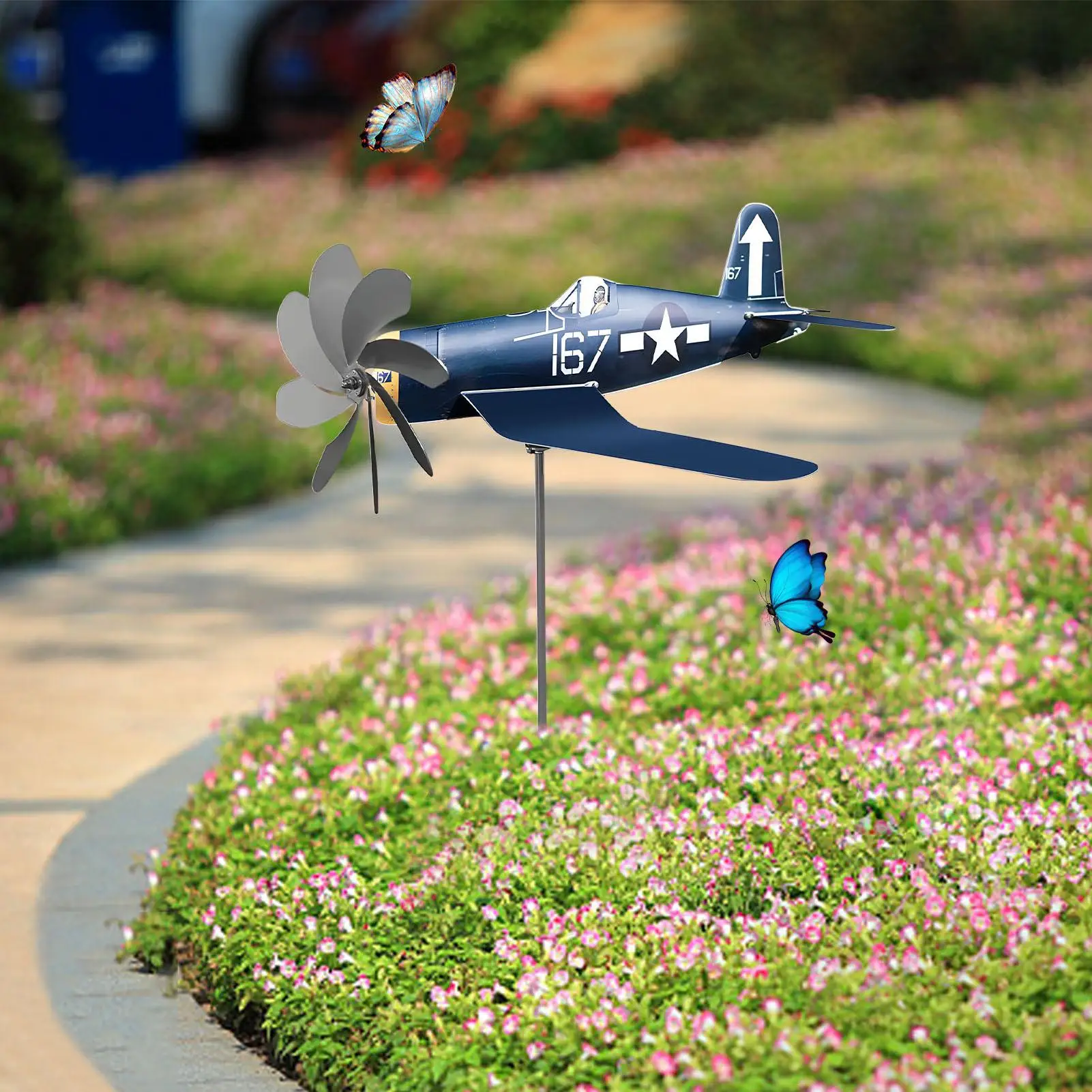 Aircraft Garden Windmill Airplane Wind Spinners Weatherproof Stainless Steel Wind Powered Wind Catcher Garden Art Decorations - view 4