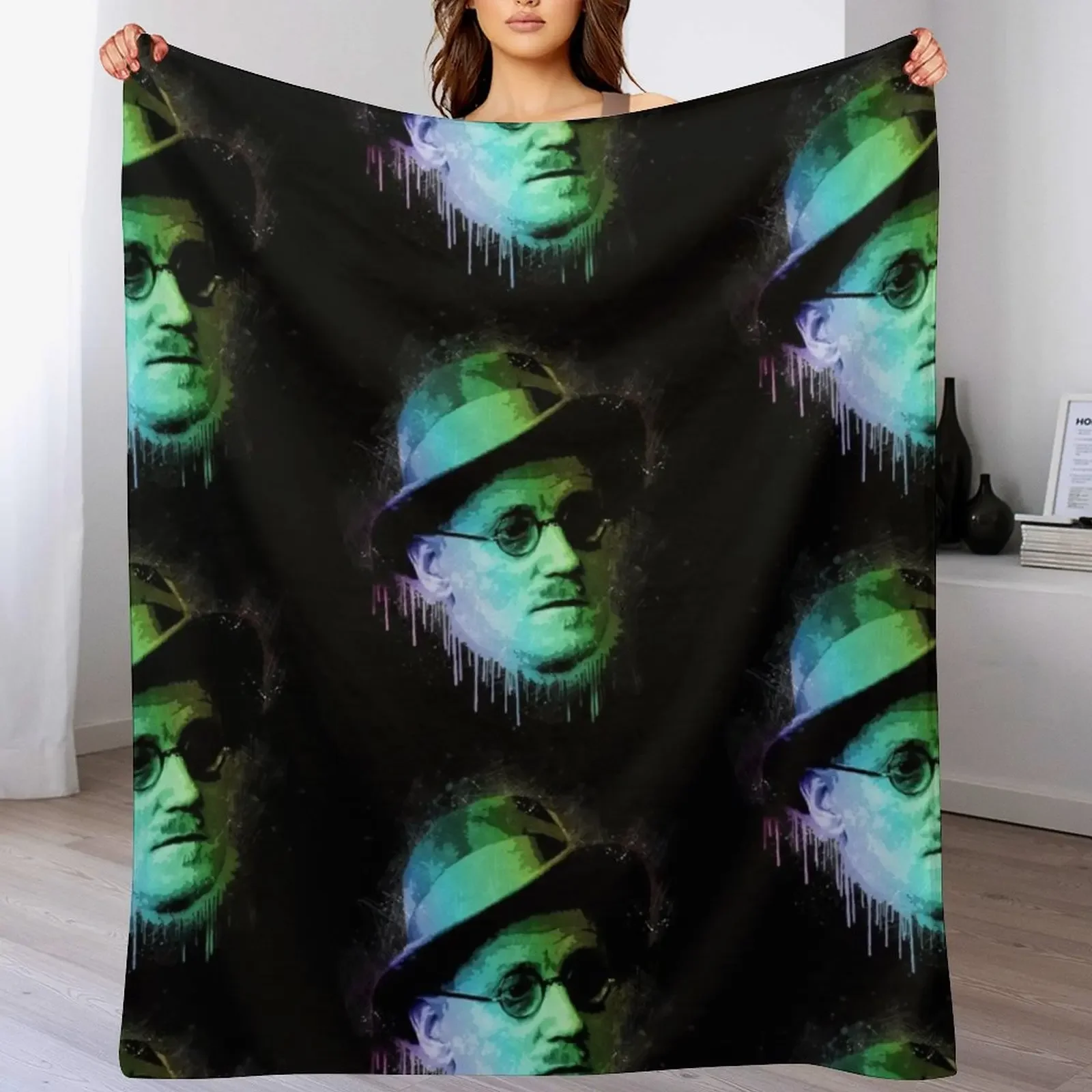 

James Joyce Urban Grunge Painting Rainbow Spectrum Throw Blanket Faux Fur Soft Warm Blanket for Bed