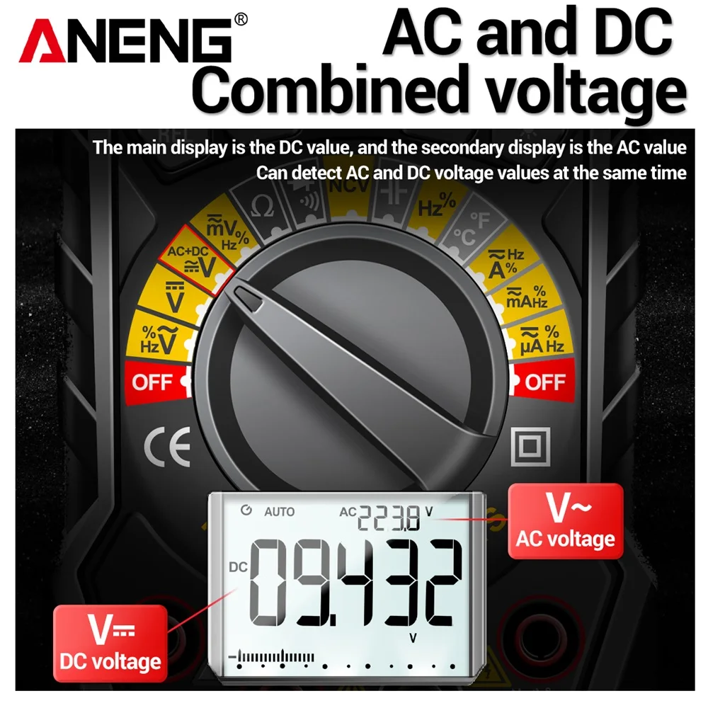 ANENG SZ20 25000 Counts Multimeter Smart Manual Range Meter NCV AC DC Ohm Hz Smart Manual Range Digital Multimetro Tester Tools