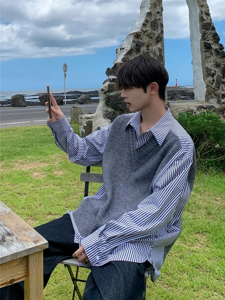 

Корейская высококачественная трикотажная рубашка в полоску, базовый слой, внутренняя одежда для мужчин и женщин, осенне-зимний сезон