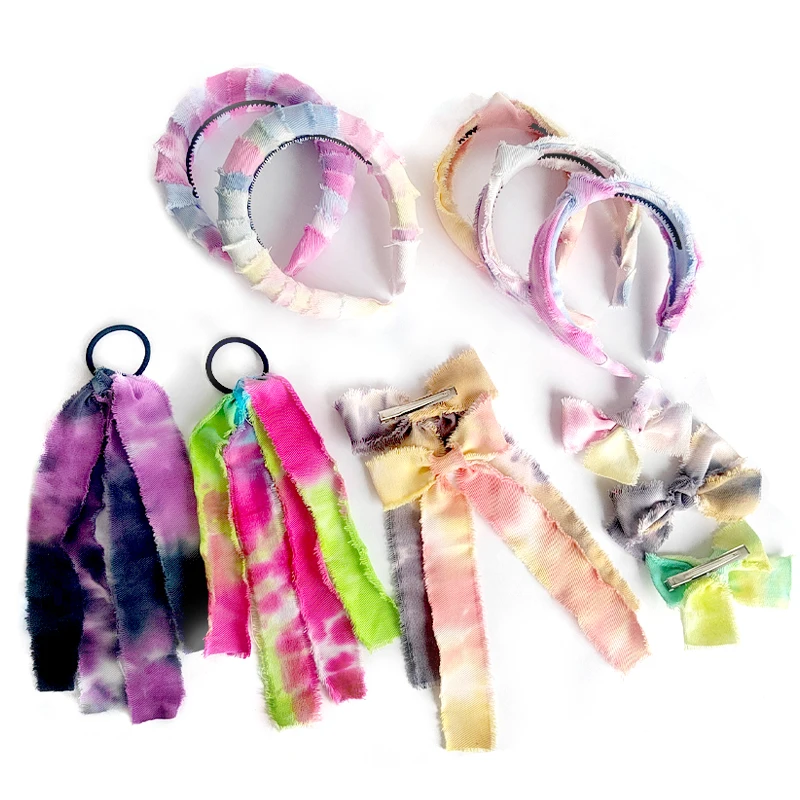 Geebro Girls Tie Dye Series Sponge Headbands Padded for Women Wide hairpin Child Hair Hoop Fashion Bands Headwear Accessories