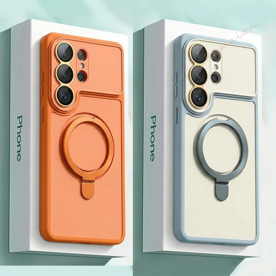 

Luxury Matte Magnetic Stand Phone Case for Samsung Galaxy S26 Ultra S26 Plus Magsafe Official Len Camera Protector Cover