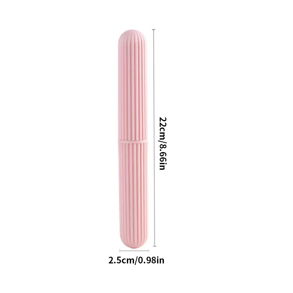 Travel Toothbrush Case, Portable Plastic Toothbrush Holder with Simple Stripes - Compact Storage for Travel,Bathroom, Camping &