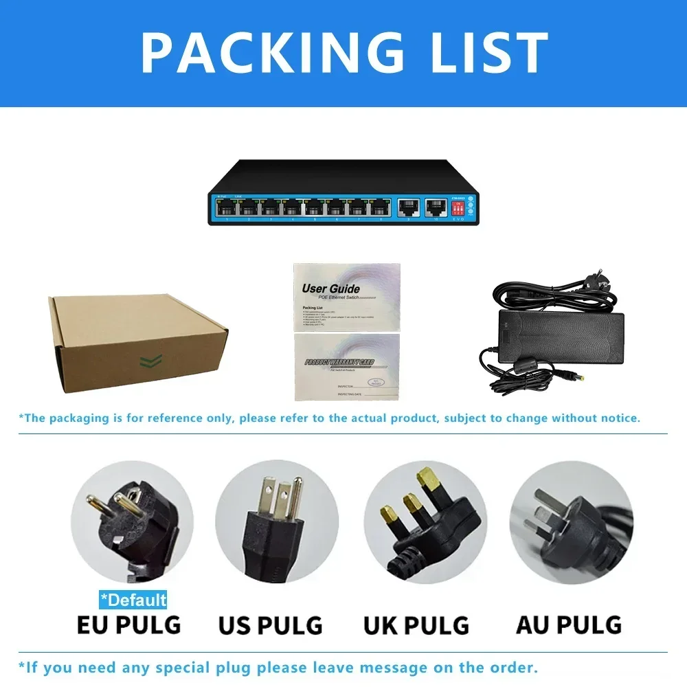 مفتاح إيثرنت متعدد المنافذ يدعم منفذ مراقبة AI للشفاء الذاتي لكاميرا IP، للمنزل NVR POE Switch 4/8 منافذ 10/100/1000 ميجابت في الثانية #3