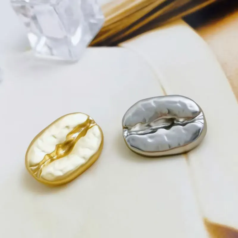 10PCS 18/23mm Creative Coffee Bean Shaped Oval Metal Button for Clothing Sewing DIY Craft Supplies Sewing Buttons Wholesale New