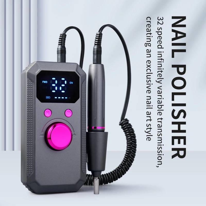 Máquina de broca de unhas com baixo ruído portátil máquina de broca de unhas recarregável lixadeira de unhas para ferramenta de salão de manicure