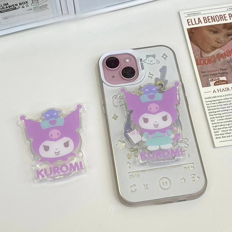 Cute Sanrio Hello Kitty Phone Holder Cartoon Kuromi Cinnamoroll Acrylic Airbag Bracket Accessory Adjustable Acrylic Portable Toy