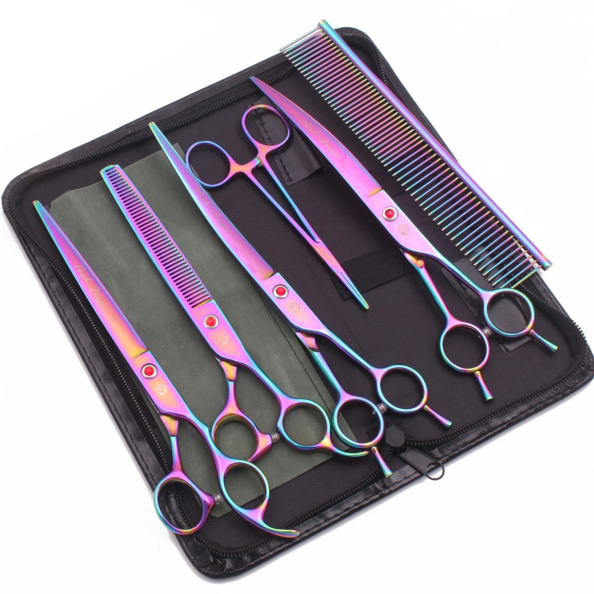 

Scissors for Dog 8" Purple Dragon Japan Stainless Pet Grooming Scissors Thinning Shears Dog Curved Shears Set Dropshipping Z3005