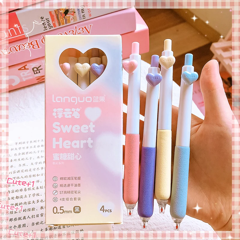 Imagem -03 - Kawaii Clouds Heart Gel Pen Canetas de Tinta Preta Esferográfica Estética Escola Material de Escritório Papelaria Presente para Estudantes Bonito Pcs