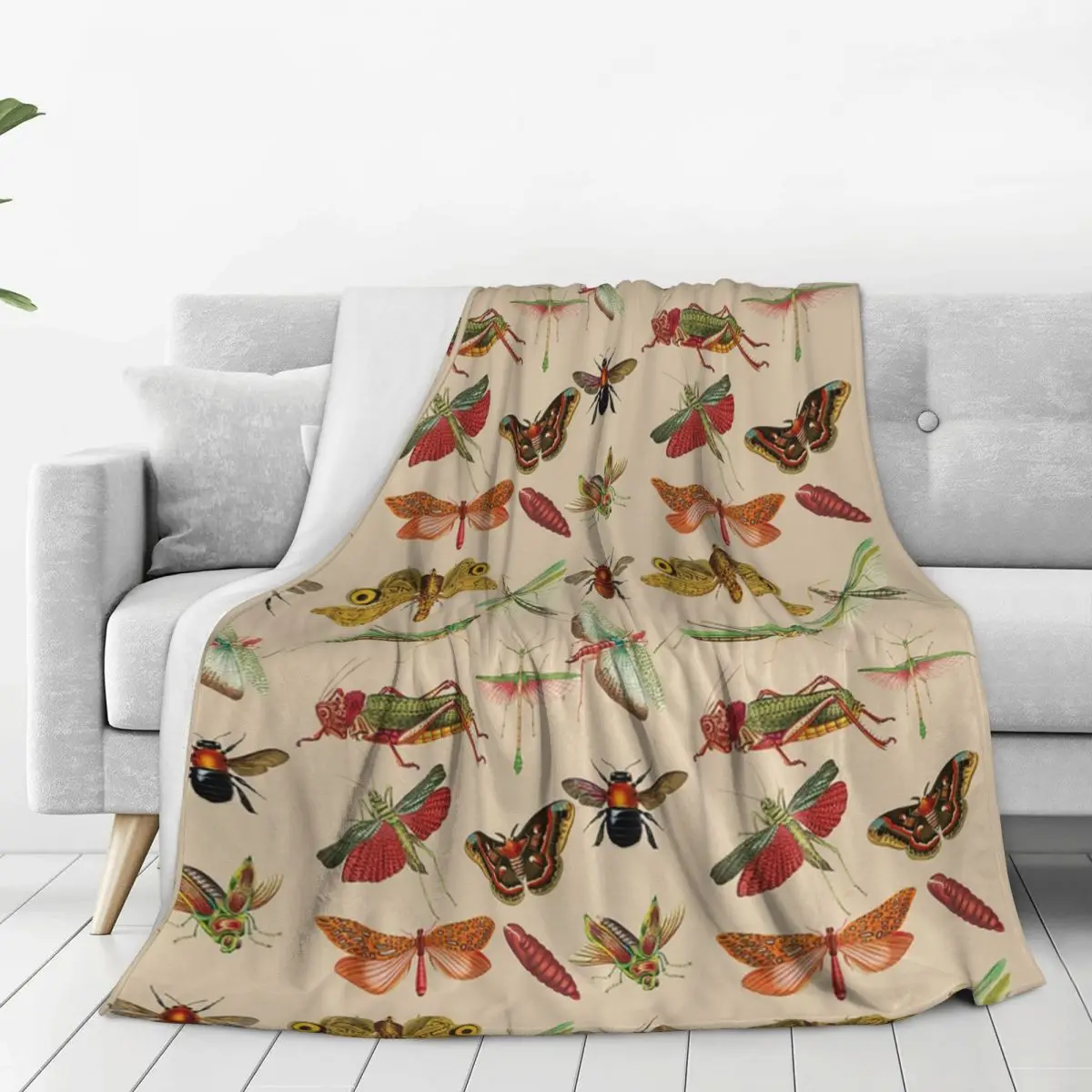 Vintage Bugs And Insects Illustration Blanket Flannel Sofa Throw Blankets For Couch Bedding Outdoor Throws Bedspread Quilt