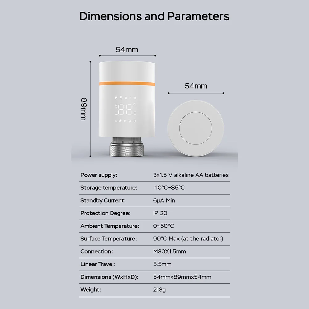 AA Battery Valve Smart Radiator Valve Smart Home Home Heating Sleep Mode 2.4GHz WiFi Antifreeze Protection For Alexa