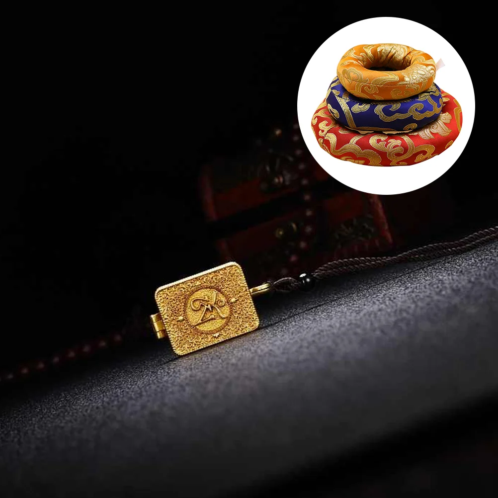 3 Pcs Buddha Sound Bowl Bottom Mat Fine Workmanship Singing Pad Therapy Tibetan Pillow Buddhism-inspired