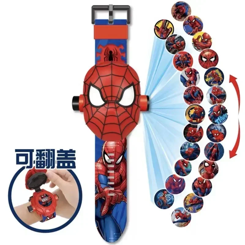 Disney Spiderman Watch Children\'s Kawaii Boys 3D Projection Cute Cartoon Spider man Hero Digital Watches Toy for Kids Gifts