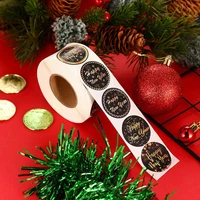 100pcs Happy New Year Stickers 8 Designs 1inch Round Black Gold Labels Stickers for Christmas Gift Cards Envelopes Boxes - Image 2