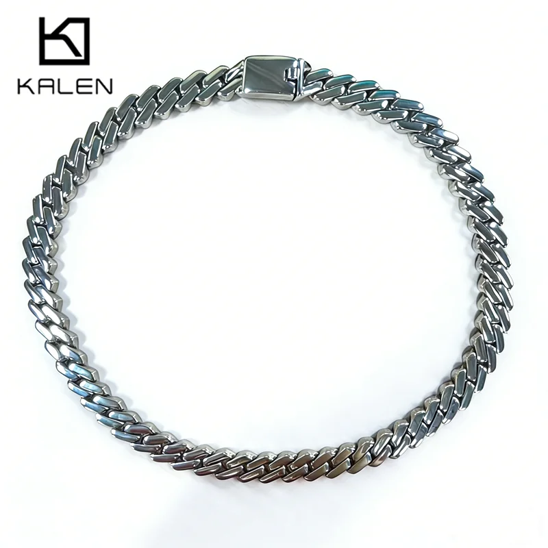 Kalen 14mm Trend Curbs Cuban Chain Necklace for Men Chunky Stainless Steel Popular Party Jewelry Punk Bold Statement Choker Gift
