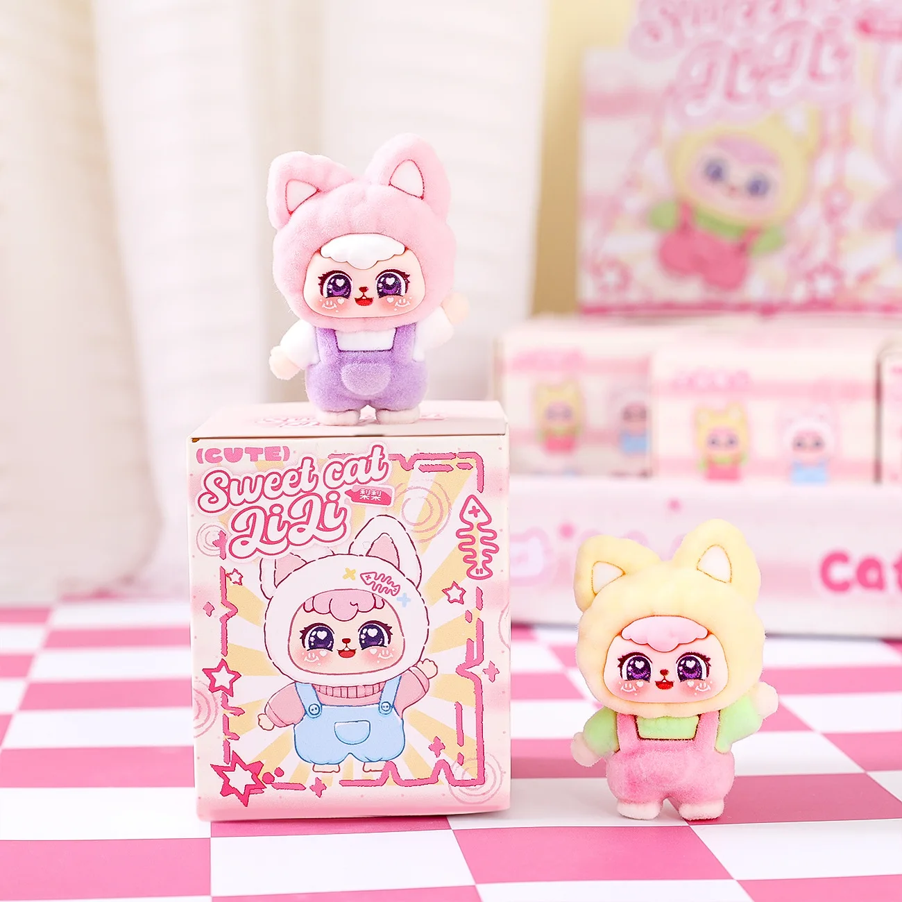 6/12pcs For Sweet Cat Blind Box Cartoon LiLi Cat Action Figure Toy PVC Model Doll Fans Children Gift