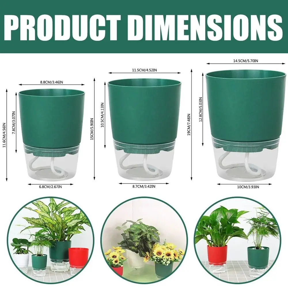 Lazy Hydroponic Flower Pot Automatic Water Absorbing Flowerpot Transparent Double Layer Plastic Resin Self Watering Plant Office