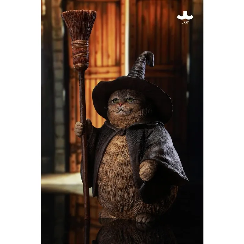 In Stock JXK-CS02 Hobbies A Wizard Cat with Magic Broom Model Simulated Cat Model Resin for Toy Figures Scene DIY