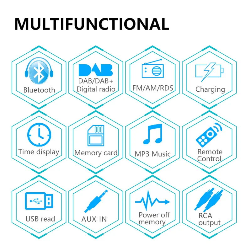 راديو ستريو للسيارة مع بلوتوث ، DAB ، In-Dash ، FM ، AM ، RDS ، مكالمات بدون استخدام اليدين ، 2 USB ، TF ، AUX ، cal ، Music ، 1Din12V ، 60W x 4 #2
