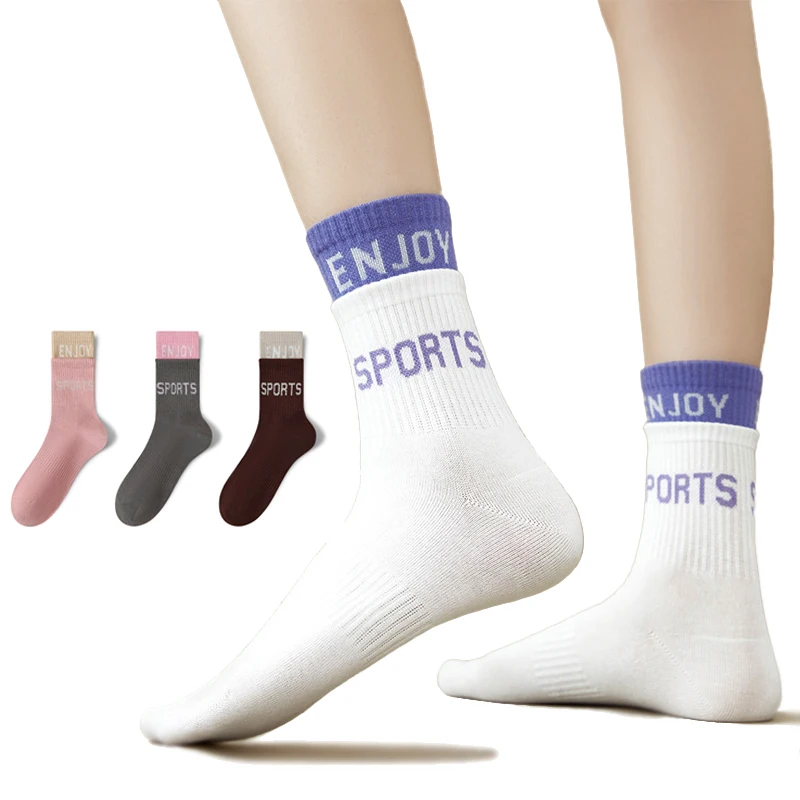 Women Professional Sports Socks Breathable Mid-tube Cotton Socks for Fitness Cycling Running Hiking Basketball