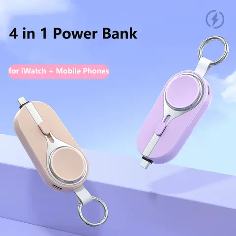 Mini Power Bank 3000mAh Wireless Charger for iWatch Apple Watch iPhone 16 15 14 13 12 11 Mini Portable External Battery Charger