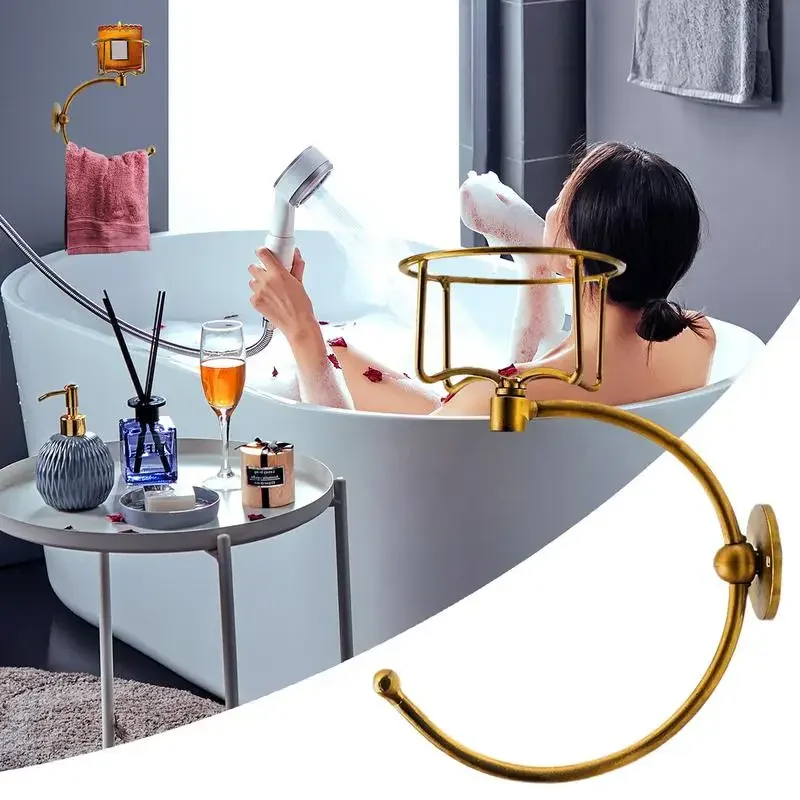 metal Towel Ring with Candle Holder Vintage Wall Towel Holder Rustic Elegant Creative Decorative Rack for Bath Kitchen Home