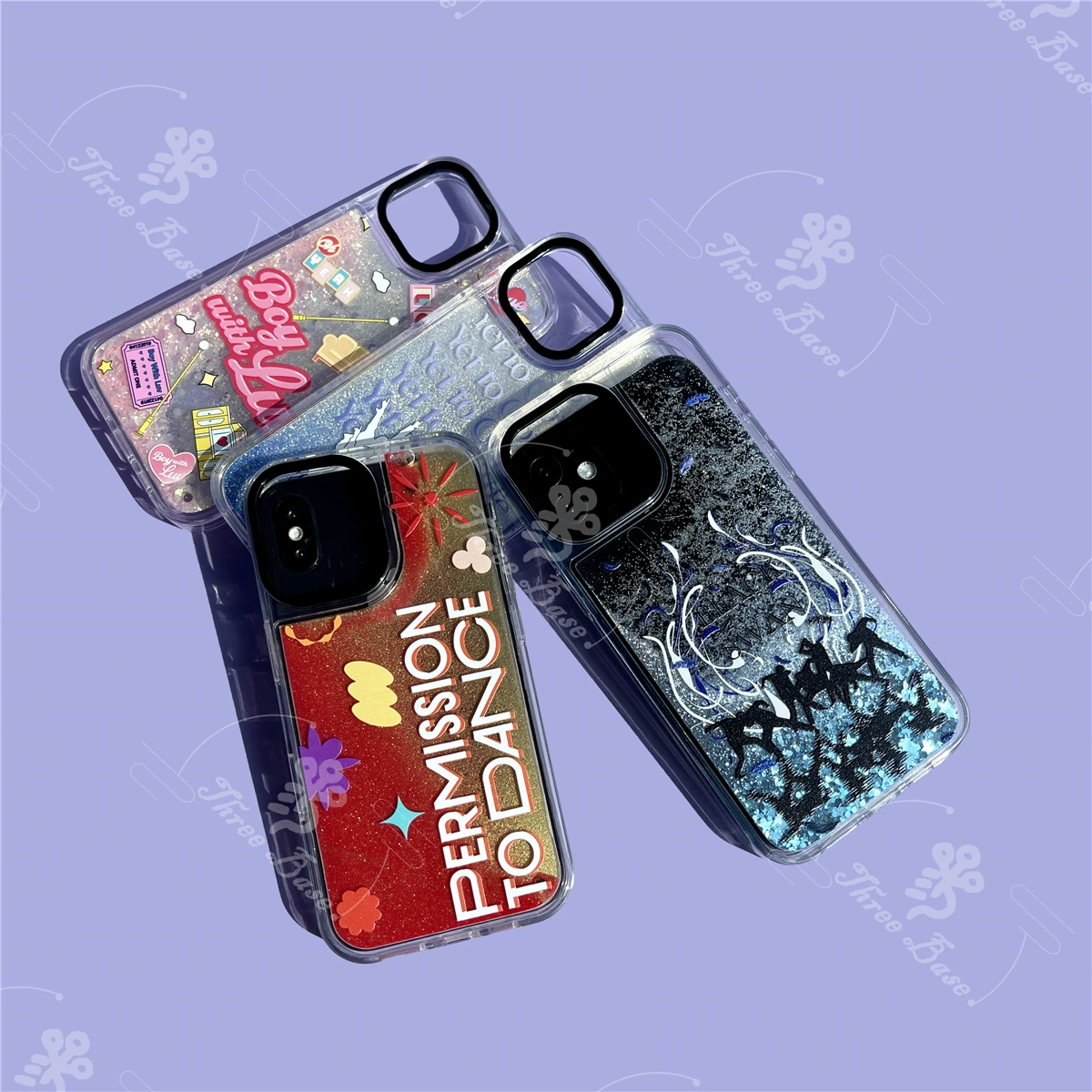 Phone Case YTC PTD Mic Drop Floating Liquid Quicksand Glitter Black Swan Boy With Luv For iPhone 17 16 PROMAX 15 PRO 13 Pro 14+