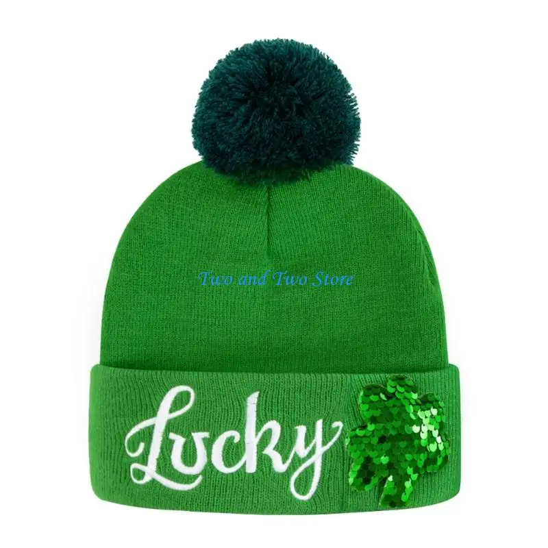 HX6F Fashionable StPatricks Day Brimless With Unique Patterns and Sequined Irish Shamrock for Holiday Celebrating Gathering