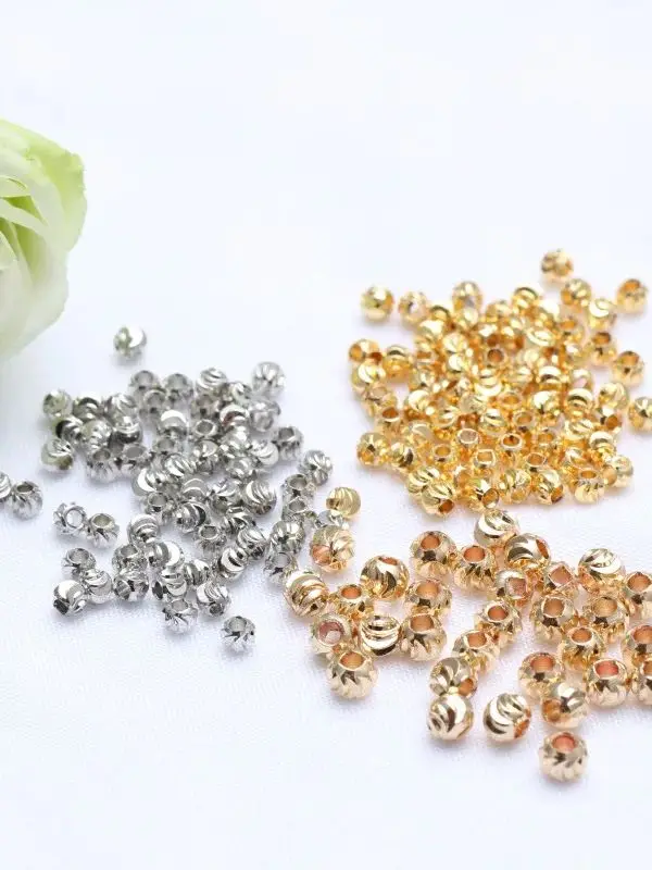 100 pcs Gold Plated Spacer Brass Ball Beads,for Bracelets Jewelry Components,Separators For Beads,DIY Jewelry Accessories