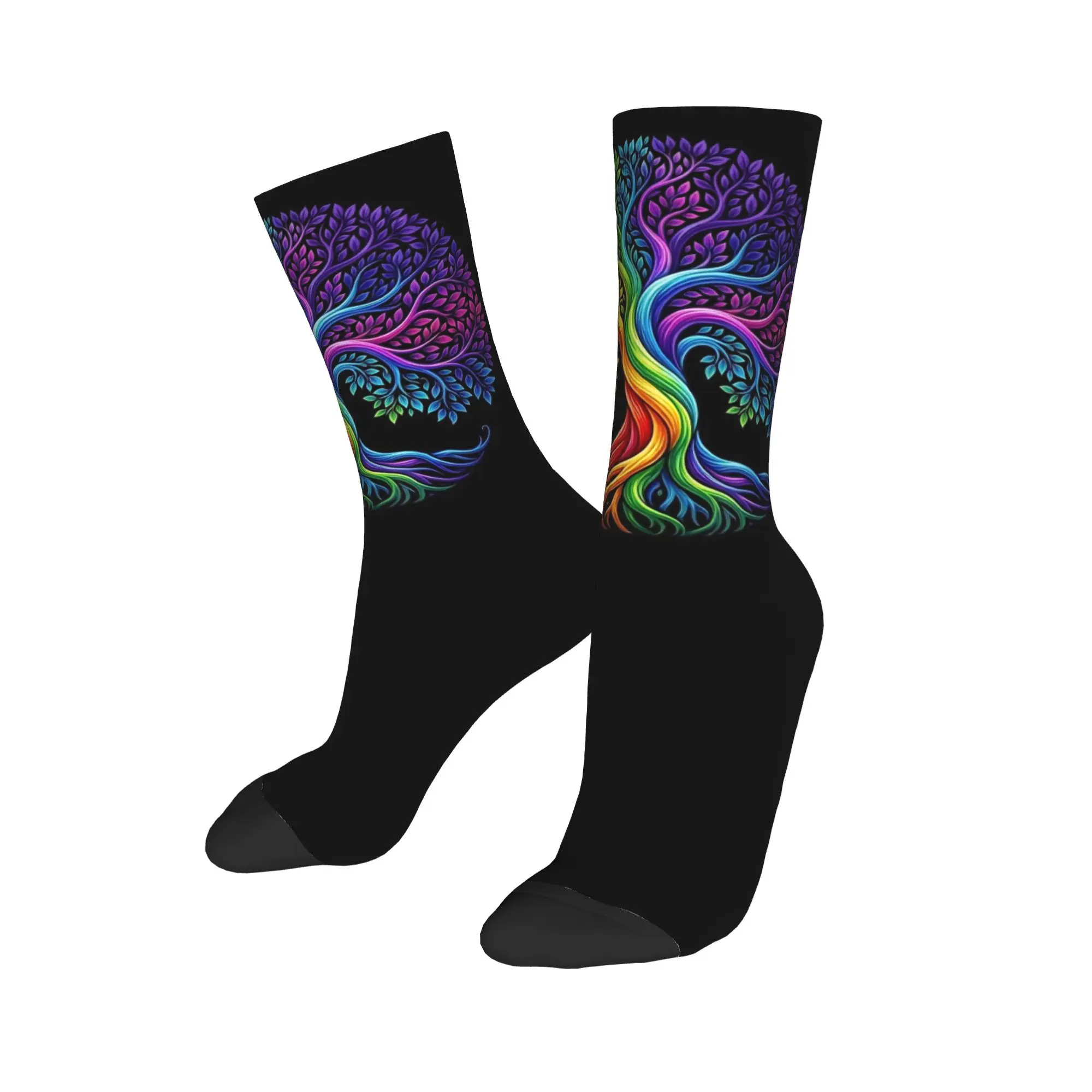 Autumn Winter Crazy Design Unisex Tree Life Rainbow LGBT Gay Pride Flag Ally Socks  Non-slip Soccer Socks